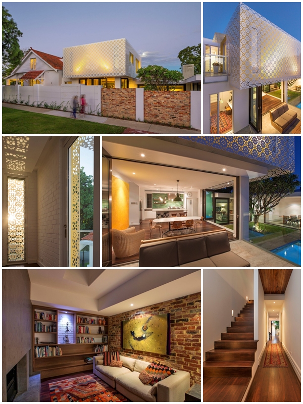 บ้านทรงกล่องสีเหลืองสดใส โดดเด่นด้วยผนังฉลุลาย บ้านทรงกล่องสีเหลืองสดใส โดดเด่นด้วยผนังฉลุลาย