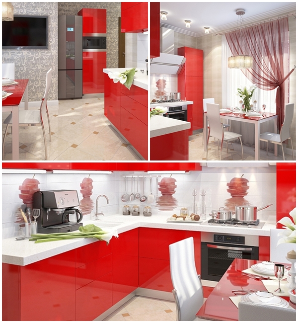 ห้องครัวโมเดิร์นสีแดง สวยล้ำสุด ๆ