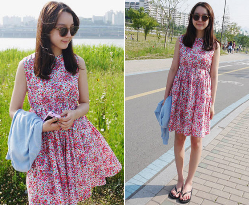 ชุดเดรสลายดอก