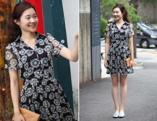 ชุดเดรสลายดอก