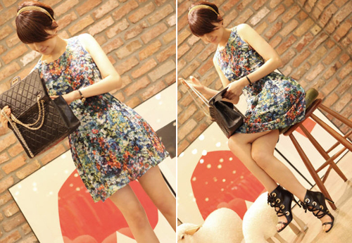 ชุดเดรสลายดอก