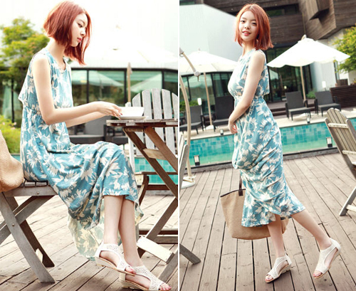 ชุดเดรสลายดอก