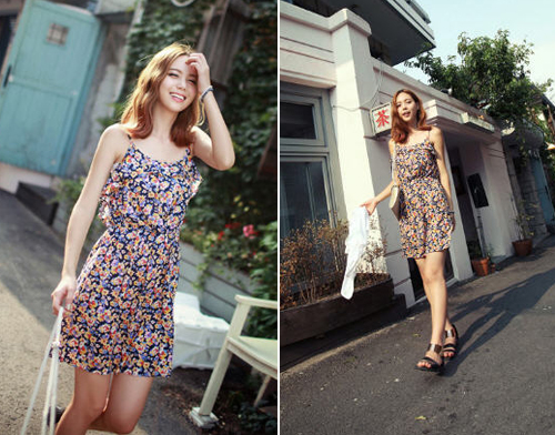 ชุดเดรสลายดอก