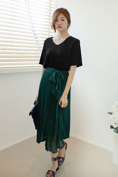 กระโปรงยาวชีฟองอัดพลีท กระโปรงยาวชีฟองอัดพลีท