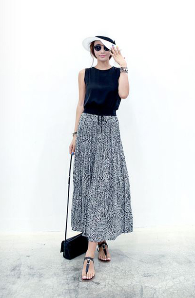 กระโปรงยาวชีฟองอัดพลีท กระโปรงยาวชีฟองอัดพลีท