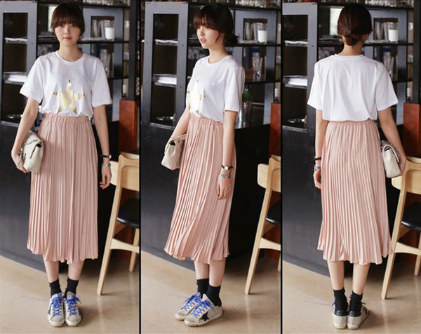 กระโปรงยาวชีฟองอัดพลีท กระโปรงยาวชีฟองอัดพลีท