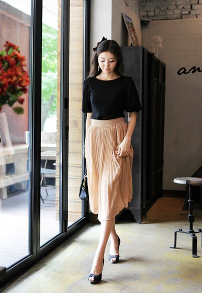 กระโปรงยาวชีฟองอัดพลีท กระโปรงยาวชีฟองอัดพลีท