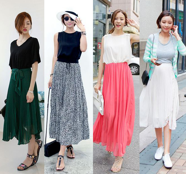 กระโปรงยาวชีฟองอัดพลีท กระโปรงยาวชีฟองอัดพลีท