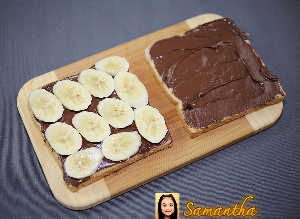 ขนมปังแซนด์วิชไส้นูเทลลากล้วยหอม อาหารเช้าหวานนุ่มชุ่มลิ้น ขนมปังแซนด์วิชไส้นูเทลลากล้วยหอม อาหารเช้าหวานนุ่มชุ่มลิ้น