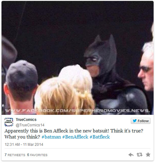 ยืนยัน ! ภาพหลุดแบทแมนจาก Batman Vs. Superman เป็นของปลอม ยืนยัน ! ภาพหลุดแบทแมนจาก Batman Vs. Superman เป็นของปลอม