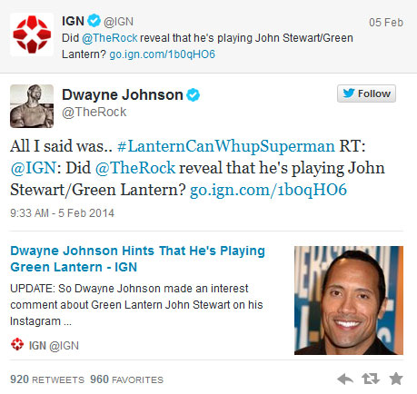 ลือสะพัด ! เดอะร๊อค อาจรับบท Green Lantern คนใหม่