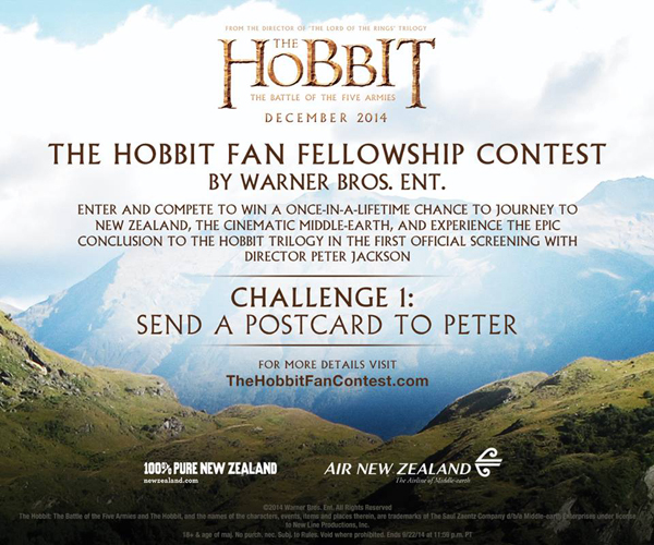 The Hobbit Fan Fellowship Contest แข่งขันหาผู้โชคดีตะลุยมิดเดิลเอิร์ธ The Hobbit Fan Fellowship Contest แข่งขันหาผู้โชคดีตะลุยมิดเดิลเอิร์ธ
