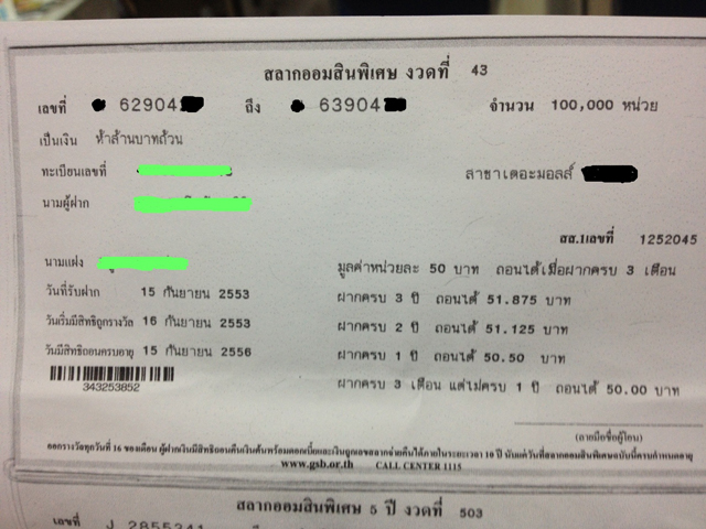 ผลตอบแทนสลากออมสิน ผลตอบแทนสลากออมสิน