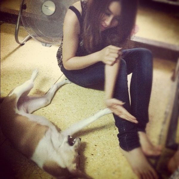 รวมภาพ...เชียร์ นางเอกใจบุญ รับเลี้ยงสุนัขขาขาด