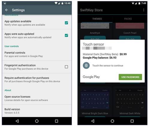 วิธีซื้อแอพฯ บน Google Play ด้วยสแกนลายนิ้วมือ