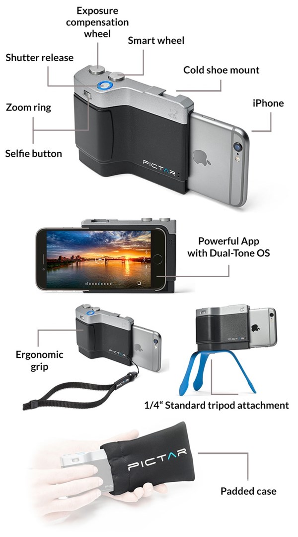 PICTAR อุปกรณ์กล้องเสริมสำหรับ iPhone 