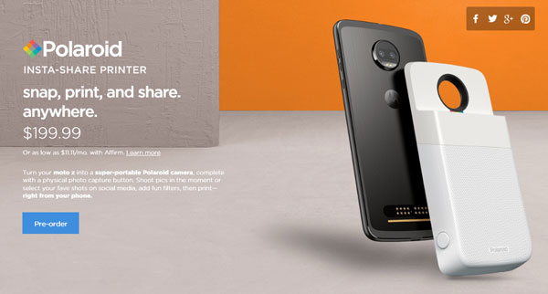 Polaroid Insta-Share Printer สำหรับ Moto Mod