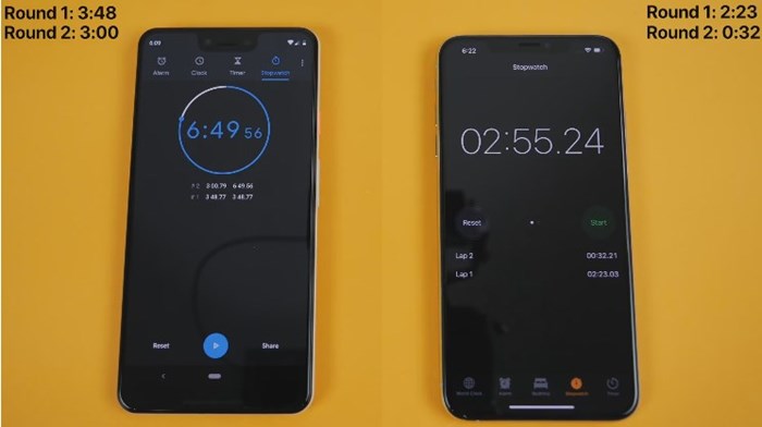 เปรียบเทียบความเร็ว iPhone XS Max กับ Google Pixel 3 XL