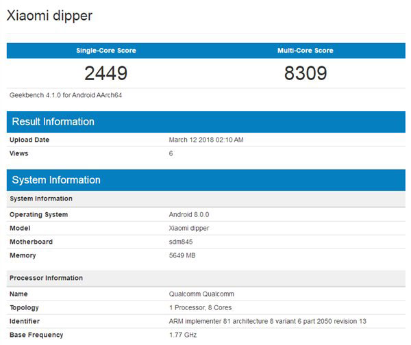 หลุดสเปค Xiaomi Mi 7