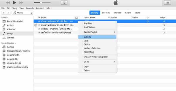 วิธีใส่เนื้อเพลงและดูเนื้อเพลงบน iTunes