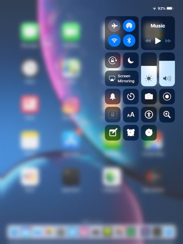 Control Center ใน iOS 12 บน iPad