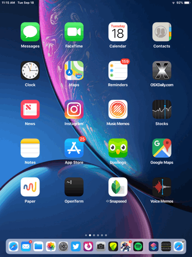 Control Center ใน iOS 12 บน iPad