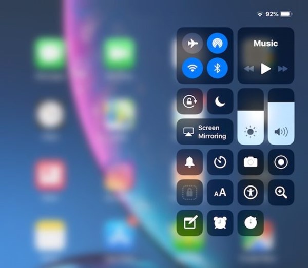 Control Center ใน iOS 12 บน iPad
