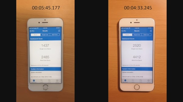 เปรียบเทียบประสิทธิภาพ iPhone 6s หลังเปลี่ยนแบต
