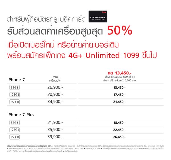 ราคา iPhone 7 และ iPhone 7 Plus