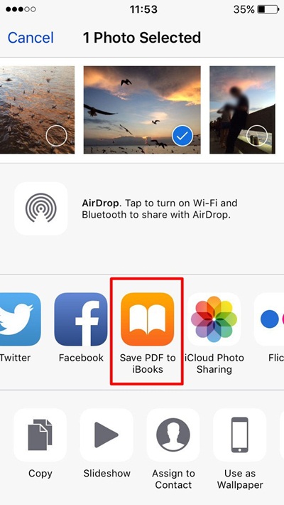 วิธีเซฟรูป และเว็บไซต์ให้เป็นไฟล์ PDF สำหรับ iOS 9