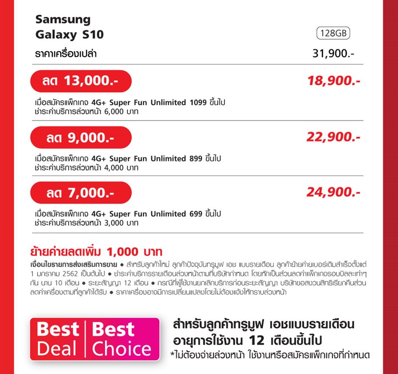 โปรโมชั่น Galaxy S10/S10+/S10e