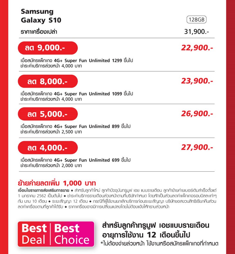 โปรโมชั่น Galaxy S10/S10+/S10e