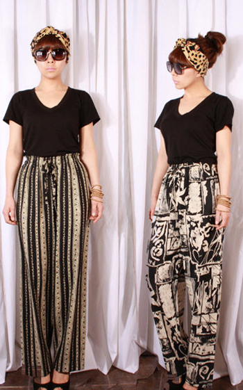 แฟชั่นวินเทจ กางเกงวินเทจปรินท์ลาย