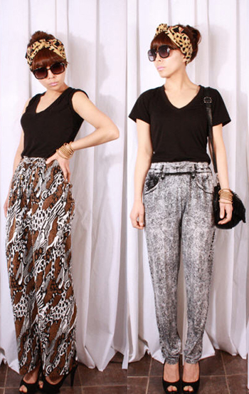 แฟชั่นวินเทจ กางเกงวินเทจปรินท์ลาย