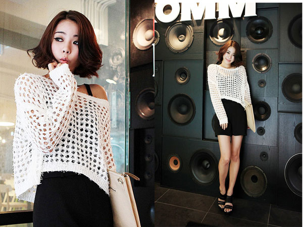 เสื้อถักไหมพรมเอวลอย