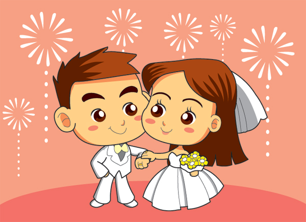 การ์ดแต่งงานการ์ตูน น่ารักน่าชัง