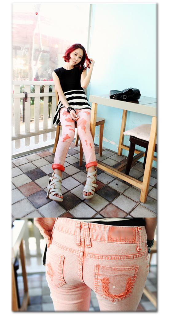 กางเกงยีนส์แบบสกินนี่ 