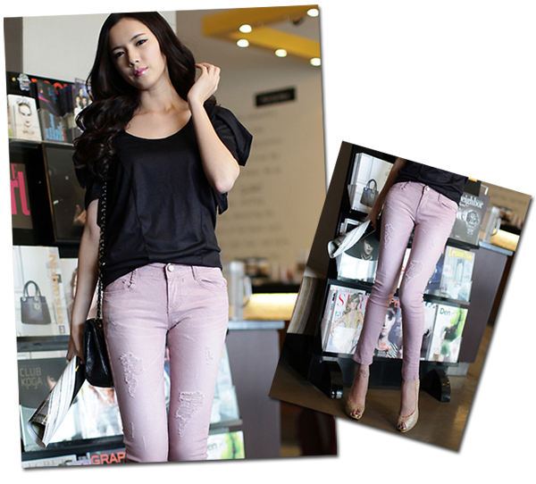 กางเกงยีนส์แบบสกินนี่ 