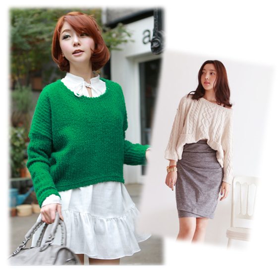 เสื้อถักไหมพรมเอวลอย