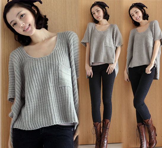 เสื้อถักไหมพรมเอวลอย