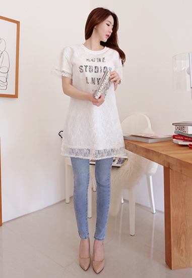 แฟชั่นเสื้อลูกไม้แขนสั้น