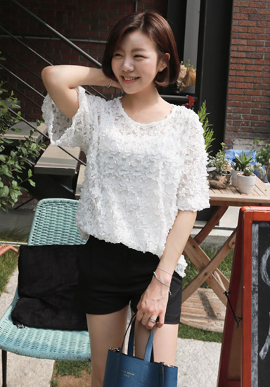 แฟชั่นเสื้อลูกไม้แขนสั้น