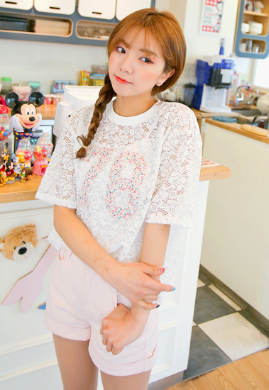 แฟชั่นเสื้อลูกไม้แขนสั้น