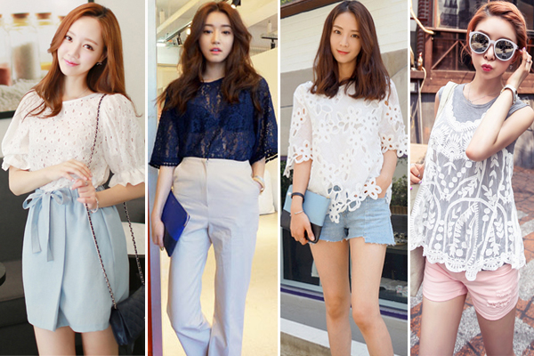 แฟชั่นเสื้อลูกไม้แขนสั้น