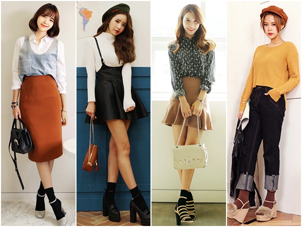 แฟชั่นหน้าหนาว ใส่ถุงเท้าคู่กับส้นสูง