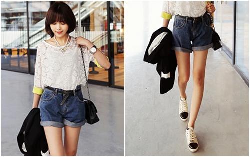 กางเกงยีนส์ขาสั้น