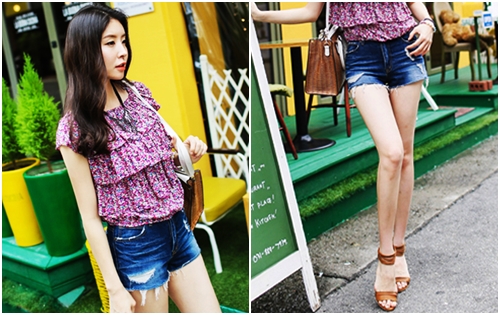 กางเกงยีนส์ขาสั้น