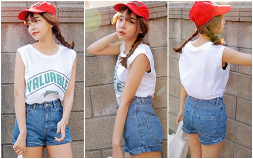 กางเกงยีนส์ขาสั้น