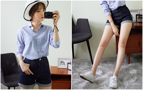 กางเกงยีนส์ขาสั้น