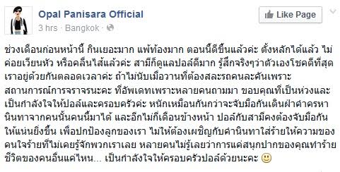โอปอล์ ปาณิสรา ขอกำลังใจ โดนนินทาเรื่องตั้งท้องลูกแฝด บอกจากนี้จะต้องเข้มแข็ง
